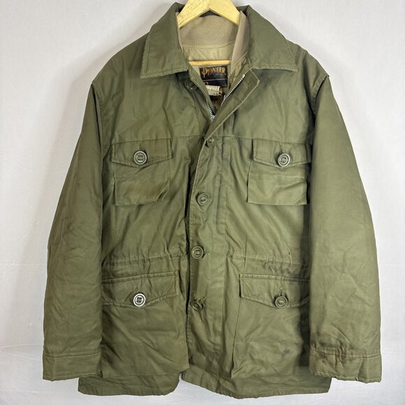 Vintage Military-Style Olive Green Down Jacket Pioneer Vancouver Canada XL Parka - Picture 1 of 10
